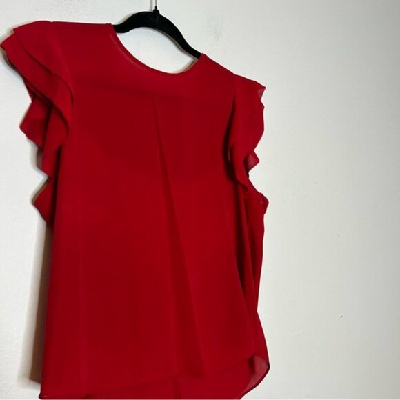 Aritzia Sunday Best Sz L OHara Red Ruffle Blouse - Picture 4 of 8